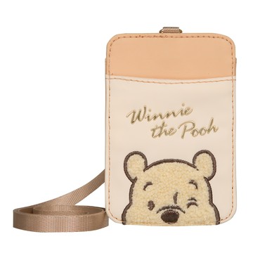 Winnie the Pooh 小熊維尼 棉花糖 證件票卡夾 附掛繩  長7.5 x 寬0.5 x 高11cm  米色