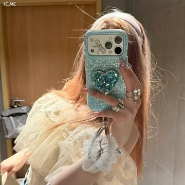 鉆石愛心支架適用iPhone17PROMAX手機殼新款17pro/16pro/15/14/13/12/11