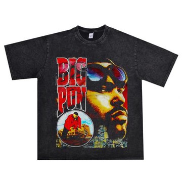 匪幫拉丁說唱Big Pun嘻哈歌手街頭水洗做舊T恤短袖寬松純棉男女