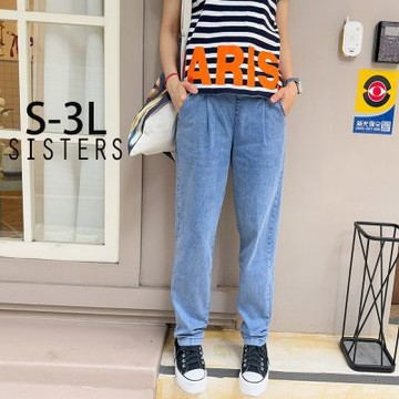 SISTERS休閒小男友丹寧寬褲 牛仔褲/S-3L(女下著/男友褲/女褲/顯瘦/寬褲/長褲)
