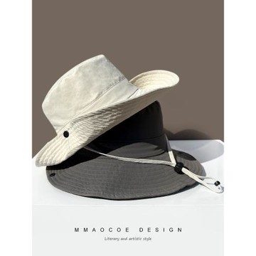 戶外遮陽帽子男登山漁夫帽女速干透氣露營風日系防曬薄西部牛仔帽