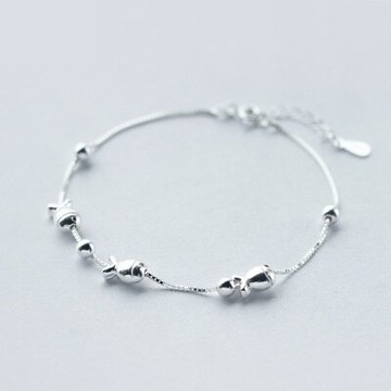 925純銀手鍊 手環-可愛創意小魚造型情人節生日禮物女飾品73dp209【獨家進口】【米蘭精品】