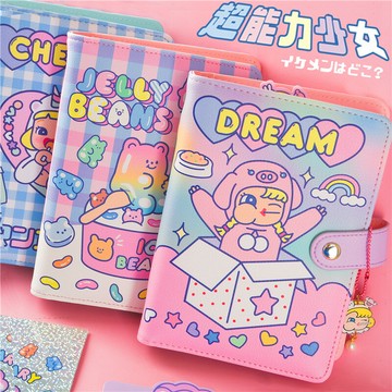milkjoy棒棒女筆記本小清新ins韓國粉色少女心A6網紅手帳本套裝可愛創意兒童節禮物方格本個性學生日記手賬本