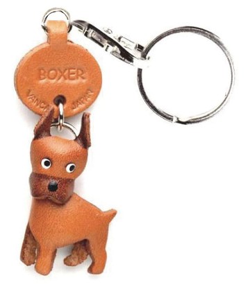 拳師犬 真皮鑰匙圈 牽繩吊飾 手作 日本製造 VANCA