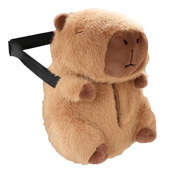 Mega 可愛水豚君掛式紙巾套 16x16x25公分 柔軟絨毛材質  棕色  1個