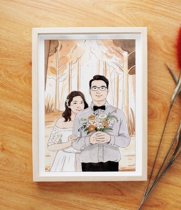 【 結婚禮物 】客製情侶插圖 | 七夕情人節 | 婚禮插畫小物