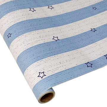 WE CHAMP 自黏式藍白條紋星星 1捲 - 2m x 45cm 防水防潮 DIY壁貼