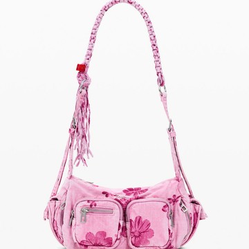 Desigual 粉紅印花側背包