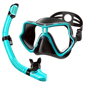 CoolystiaDrX 成人潛水面鏡 + 呼吸管  均碼  綠色 + 黑色