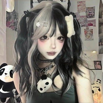 🔥臺灣出貨🔥假髮女短髮全頭套式黑白雙拼萬用cos挑染短捲髮羊毛卷 短髮 整頂假髮 假髮 假髮女 假頭髮 假髮女整頂