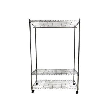 Top queen 【Top queen】45 x 120 x 170 cm 三層附輪鐵力士鍍鉻萬用收納架-含衣桿