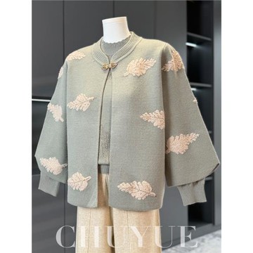 洋氣媽媽春裝兩件套針織上衣服2025新款中老年女秋冬毛衣開衫外套