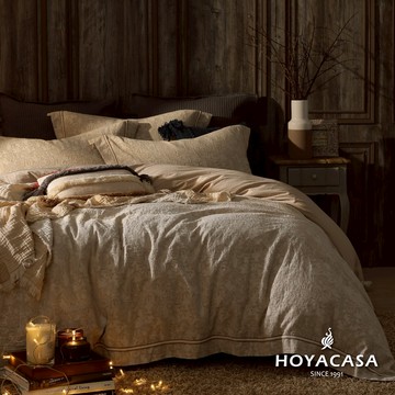HOYACASA 純棉色織緹花薄被套床包組｜雅娜｜(雙人/加大/特大)｜HYGGE STYLE