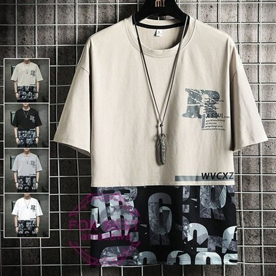 半袖 メンズ Tシャツ トップス 今年夏新作 大きいサイズ シンプル おしゃれ カジュアル カットソー 上下セット 上下 スウェット 無地 ジャージ スウェット上下セット 全日本送料無料 Razberi Net