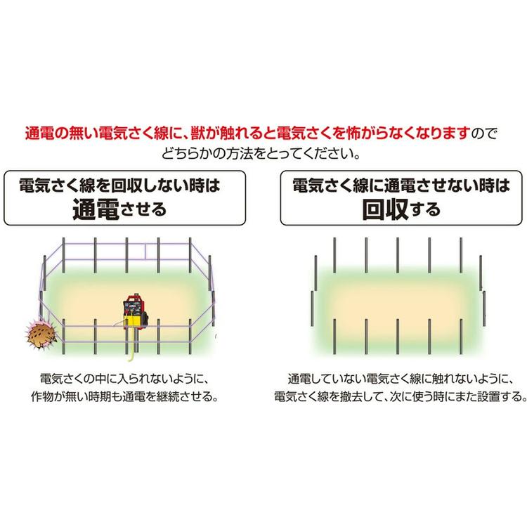 電柵 イノシシ 獣害 対策 デンエモン2 100m 2段張りセット