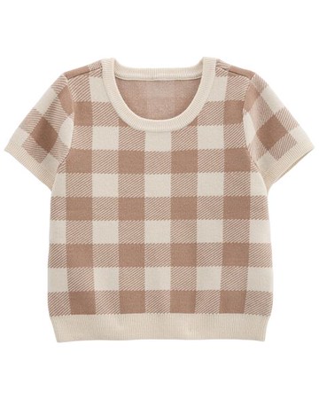 Kid Plaid Short-Sleeve Sweater