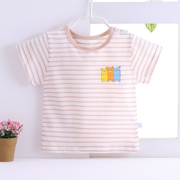 寶寶短袖t恤薄款夏季透氣0123歲男女嬰幼兒童純棉A類肩扣短袖上衣