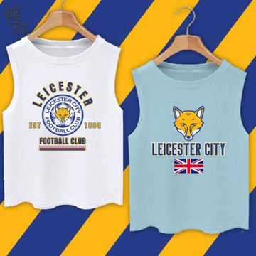 萊斯特城隊服藍狐瓦爾迪狐貍足球迷服背心男女兒童學生無袖T恤衫