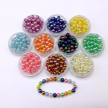 新款AB彩仿珍珠環保散珠五彩色手工diy耳環材料8mm發飾手鏈串珠子