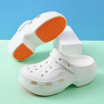 快速出貨 《愛網購》YD19358防滑洞洞鞋女夏季外穿透氣包頭拖 EVA增高耐磨不臭腳沙灘厚底拖鞋男女休閒鞋拖鞋涼鞋外出鞋子