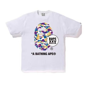 BAPE XXV 25周年洛杉磯限定  迷彩猿人頭圓領短袖T恤 TEE
