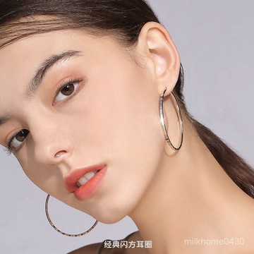 🥢限時下殺🥢【1.5萬人好評】S999銀針誇張大小耳圈女個性純銀耳釘氣質耳環網紅耳飾品新款瘦臉