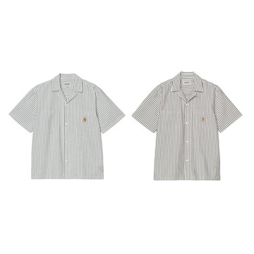 AirRoom 正品 2026SS CARHARTT WIP S/S Leavel Shirt 泡泡紗 條紋 短袖 襯衫