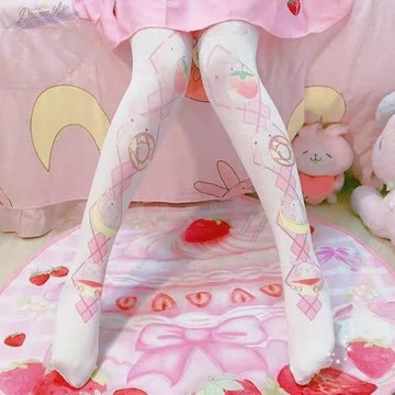 洛麗塔Lolita可愛軟妹連褲襪蘿莉外穿cos過膝長筒夏秋季打底襪子