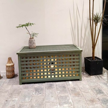 實木網格收納櫃可坐儲物箱北歐傢用雜物整理箱鞋櫃邊櫃民宿茶幾