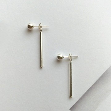 se040穿-純銀 針式夾式耳環