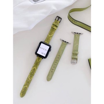 iwatch表帶se真皮顯白細款女大牌印花S7蘋果S6手表帶iPhonewatch5