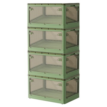 AOTTO 72L升級加厚款五開門可疊加折疊收納箱-4入綠色
