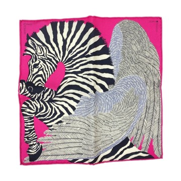 HERMES 愛馬仕 Zebra Pegasus Nano Scarf 20 方巾 絲巾 粉色 絲綢 【二手名牌BRAND OFF】
