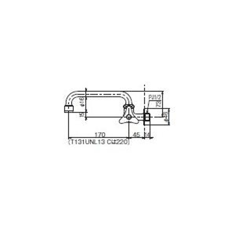 TOTO 単水栓 自在水栓 パイプ170ｍｍ T131SUN13C LINEショッピング