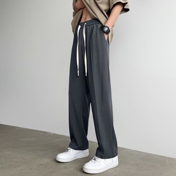 垂感褲子男夏季薄款冰絲褲直筒寬松闊腿褲速干運動褲拖地休閑長褲