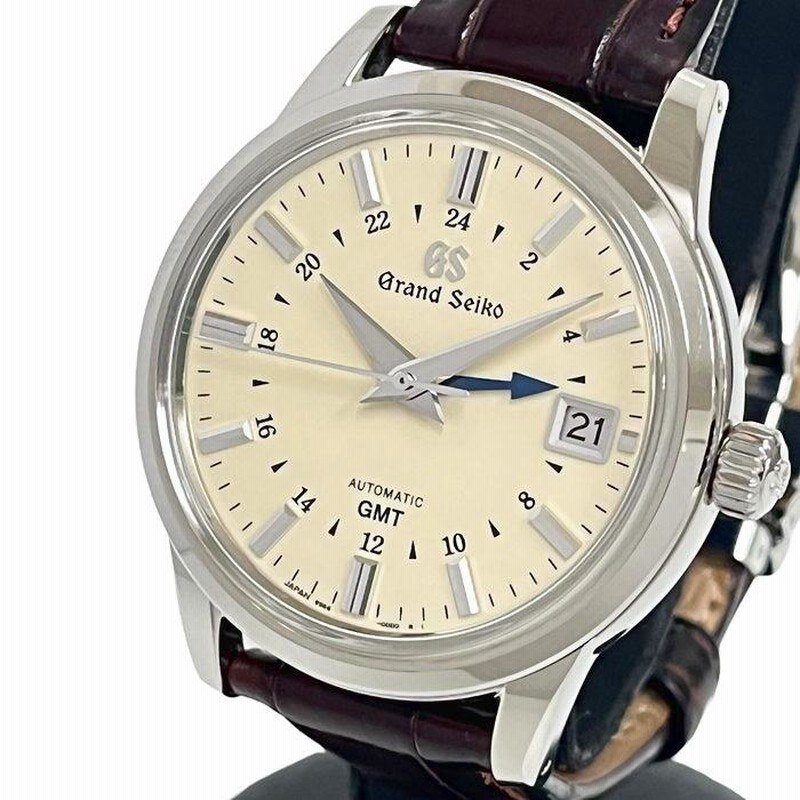 SEIKO/セイコー グランドセイコー メカニカル SBGM221(9S66-00A0) GMT 腕時計 ステンレススチール/クロコダイル 自動巻き/オートマ  ベージュ文字盤 メンズ | LINEショッピング