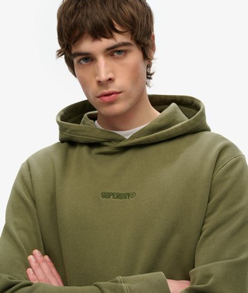 Superdry Men's Micro Logo Hoodie Green Size: XL