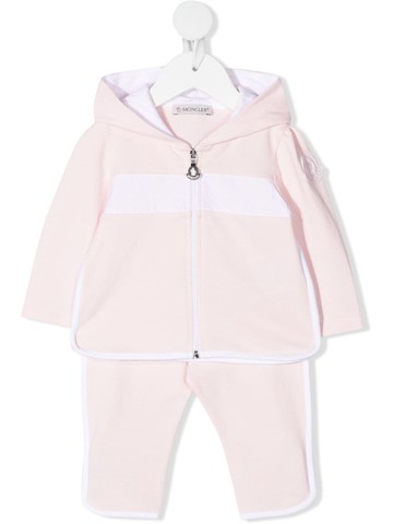 Moncler Enfant - stripe-detail tracksuit set - kids - Spandex/Elastane/Cotton/Polyester/Cotton - 9-12 mths - Pink