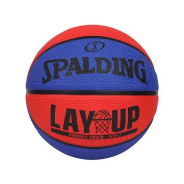 SPALDING LAY UP#7橡膠籃球#41155-訓練 運動 室內外 7號球 SPA84554 藍紅黑