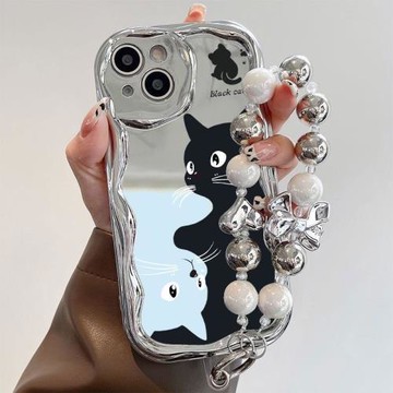 創意貓咪適用三星s24ultra手機殼電鍍銀s25s23+/s22卡通s21s20fe高級a55a56/a15a36a54a34男女a26全包a73潮