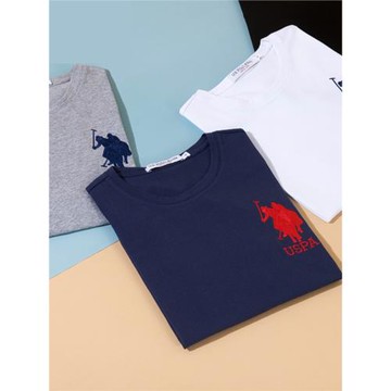 uspoloassn美國馬球夏季男士圓領短袖T恤大馬標刺繡保羅體恤青年