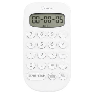 dretec 小丸隨身型震鈴計算&時鐘計時器 CL-133WT 白色  1個  11 x 5.5 x 1.4cm