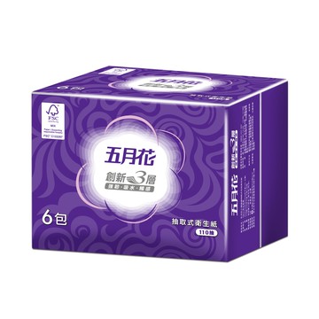【五月花】五月花 三層抽取式110抽*6包*12袋