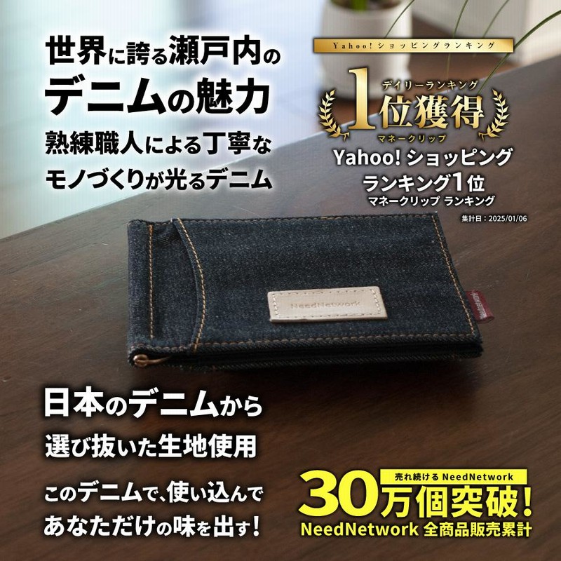 マネークリップ 日本が誇るデニム 小銭入れ付き 財布 カード