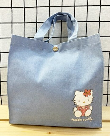 【震撼精品百貨】Hello Kitty 凱蒂貓 日本SANRIO三麗鷗KITTY手提袋-藍底坐*85592 震撼日式精品百貨