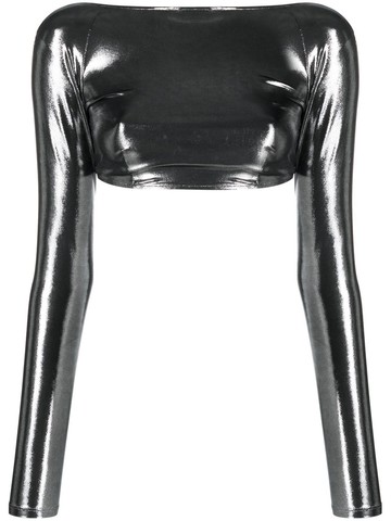 PUCCI - metallic-effect cropped top - women - Polyester/Elastane - 38 - Silver