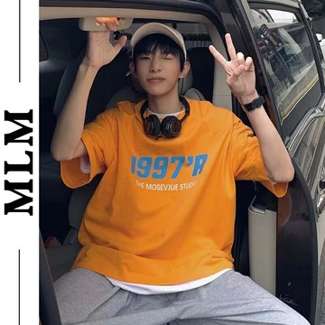 【MLM】T恤衫 印花上衣 港風字母印花短袖t恤男夏季潮流半袖寬松百搭情侶體恤ins 大碼 男女 短袖