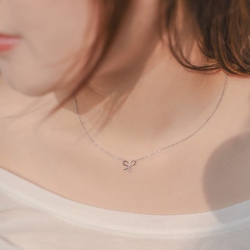 微甜頻率 蝴蝶結純銀項鍊 甜美風 百搭鎖骨鍊