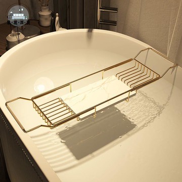 公司貨 免運 浴缸架 置物架 泡澡盆架 掛鉤式豪華不銹鋼簡約現代浴室伸縮浴缸架泡澡托盤收納架電鍍金色工廠現貨直銷 全館折扣 售後保障 店長新品推薦 5m912