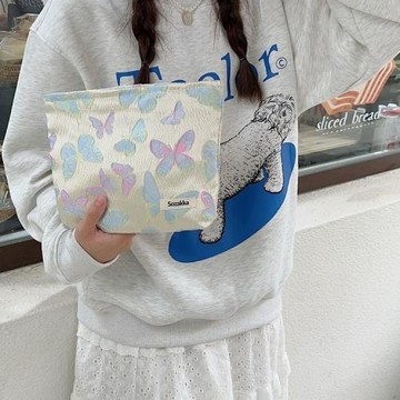 31075 氣質浮雕提花帆布小包袋女士手袋手拿包洗漱收納袋化妝包袋
